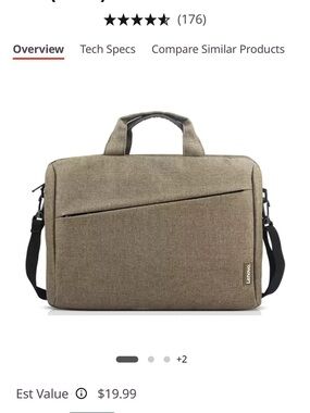 Lenovo Canvas Laptop Briefcase with Shoulder Strap Black